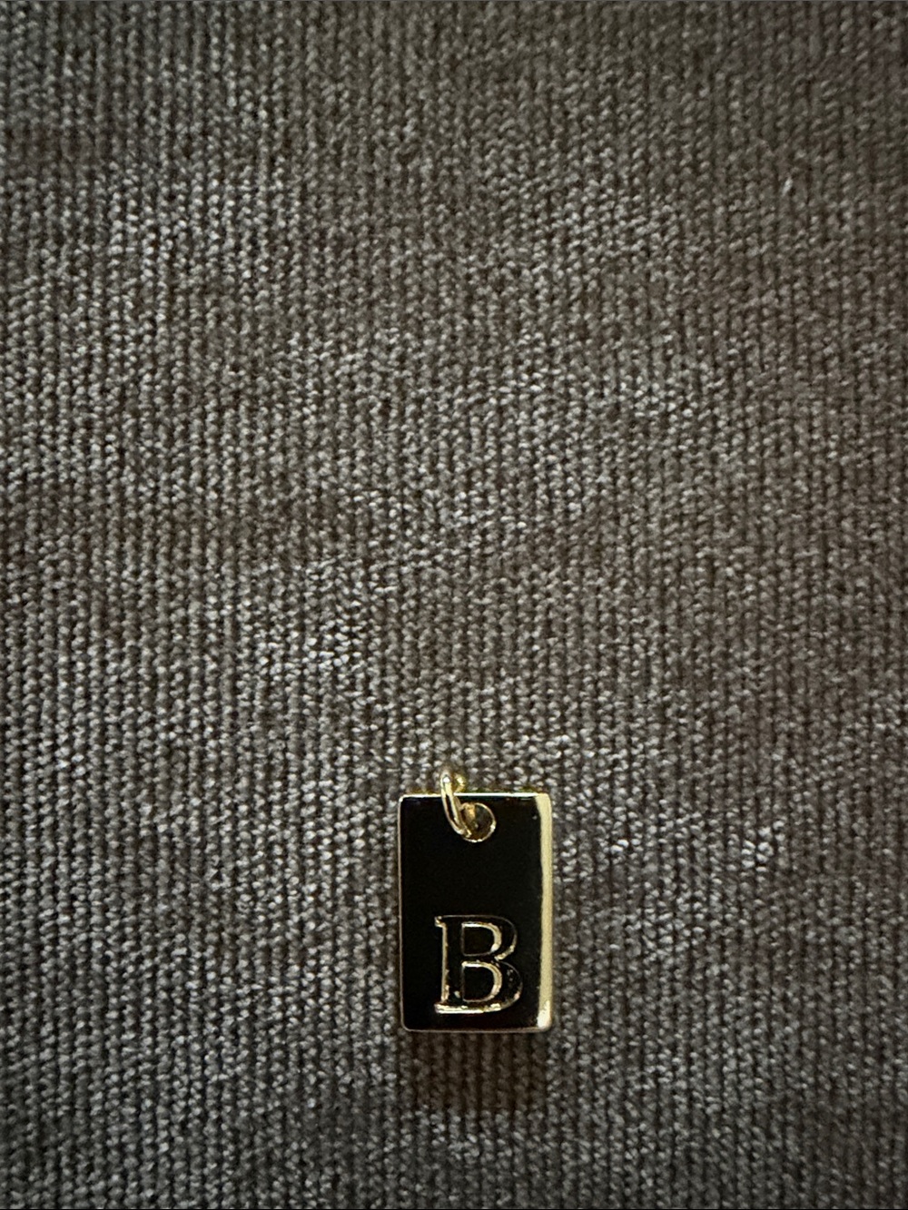 Gold plated Initial 'B' Rectangular Pendant Charm